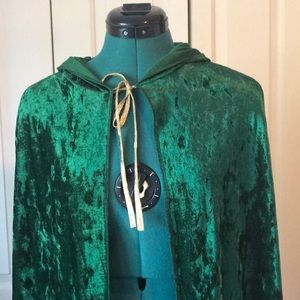 Green Crushed Velvet Costume Cloak